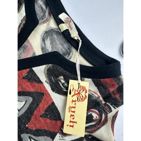 NWT Aryeh Size Medium Sweater Dress Abstract Orange Rust Midi Retro Boho Artsy - Picture 8 of 12